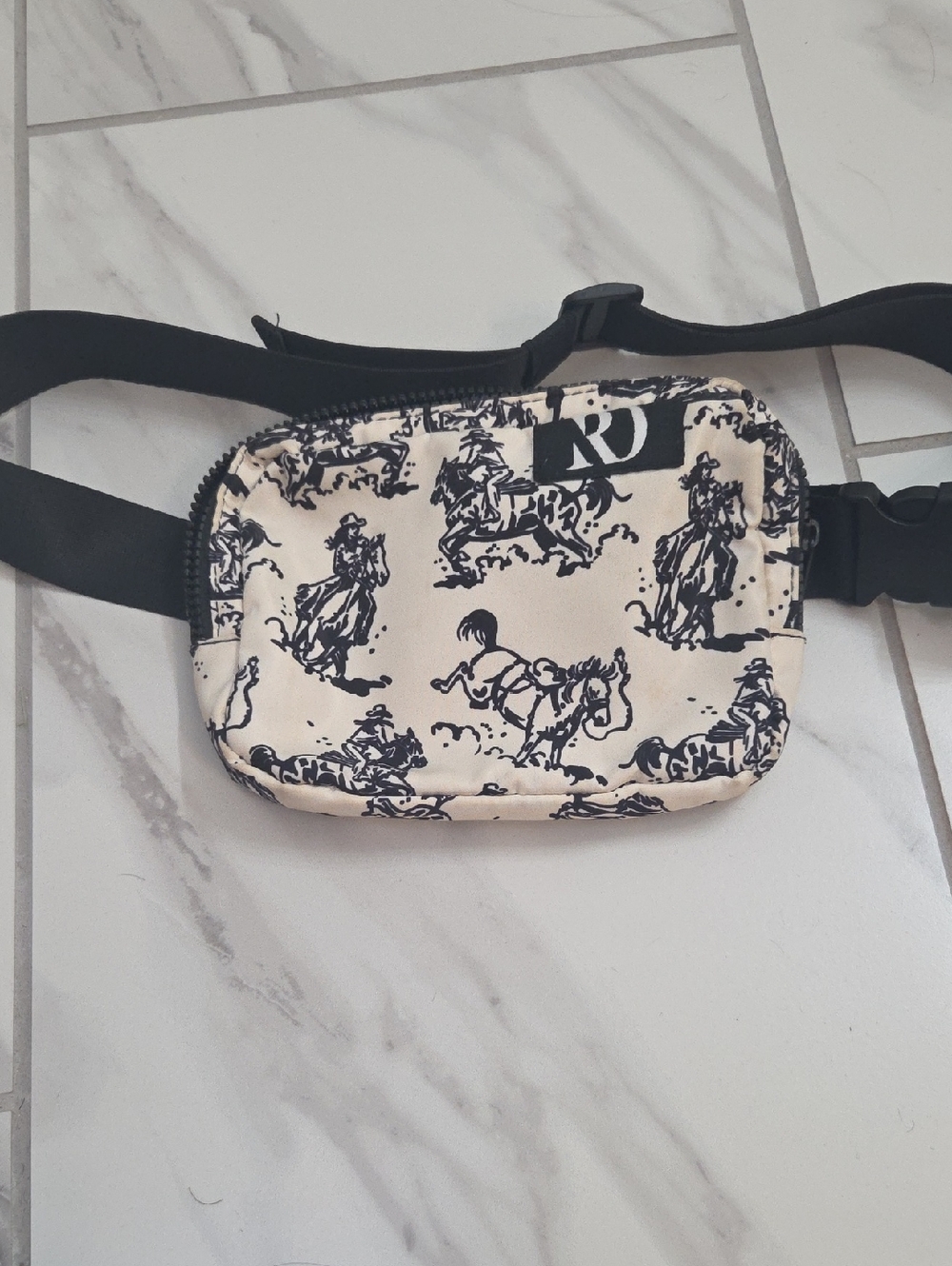 Ranch Dressn Black & Cream Cowgirl Print Crossbody Bag